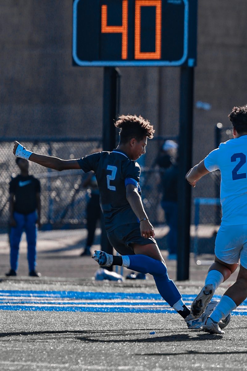 Senior Cam Alexander scores the first goal of the game. Bears went on to defeat Parkview 4-0.