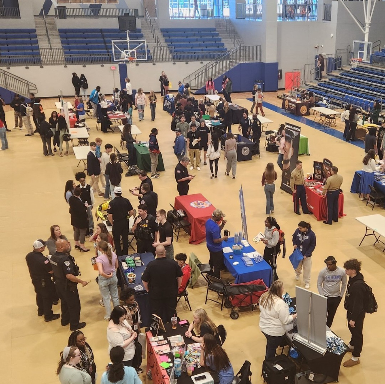 Students gather at this year's college and career fair sponsored by Student Council. 