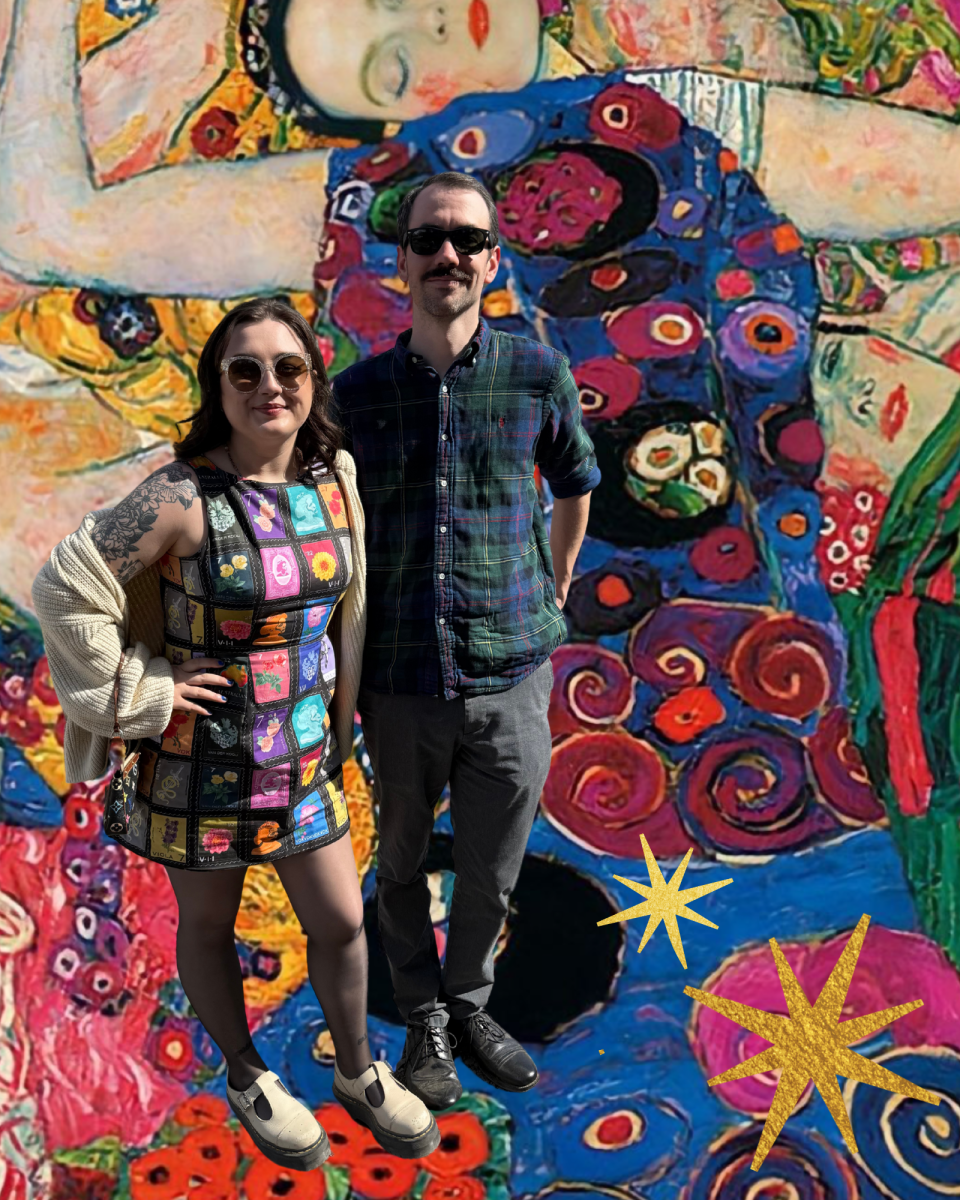 Mrs.Parr poses with her husband during a recent visit to ( wedding )
