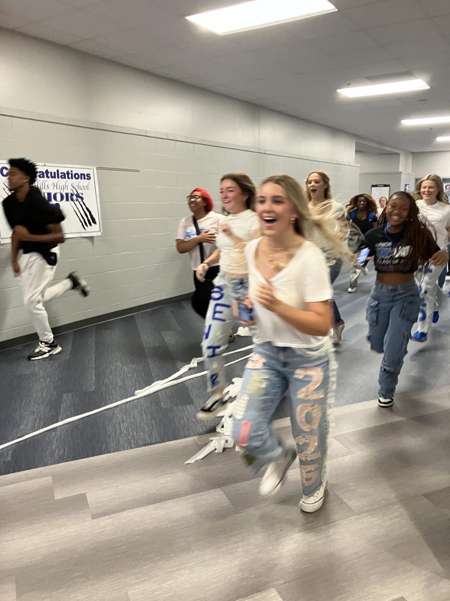 Class of 2026 Juniors complete take over. The running of the seniors. Class of 2026 Juniors spent their morning wrapping and decorating the halls to building 12, paving their way to their senior year. To mark the end of their take-over, they ran the halls. 