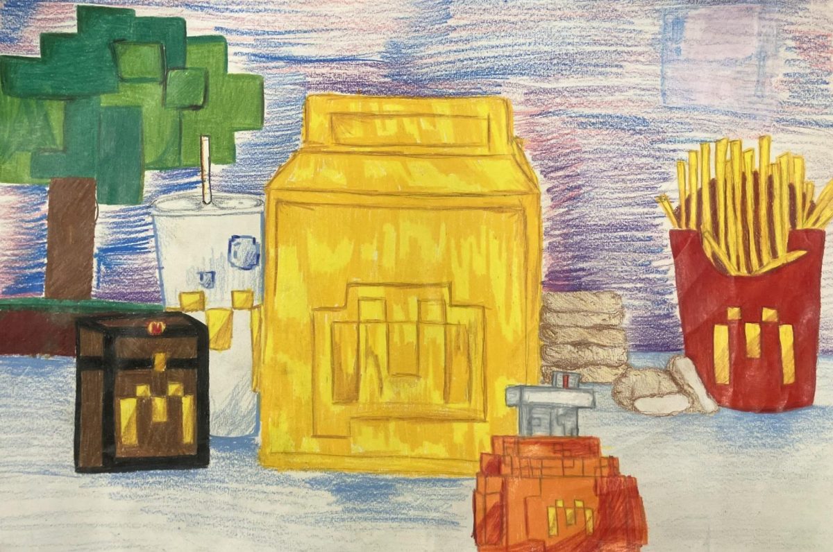 The Mindcraft Meal has recently arrived to McDonald´s. Students have mixed reviews. Art was a collective effort by sophomore Zoe Sinsigalli, junior Kade Hutcherson, junior and Te'Shawn White.