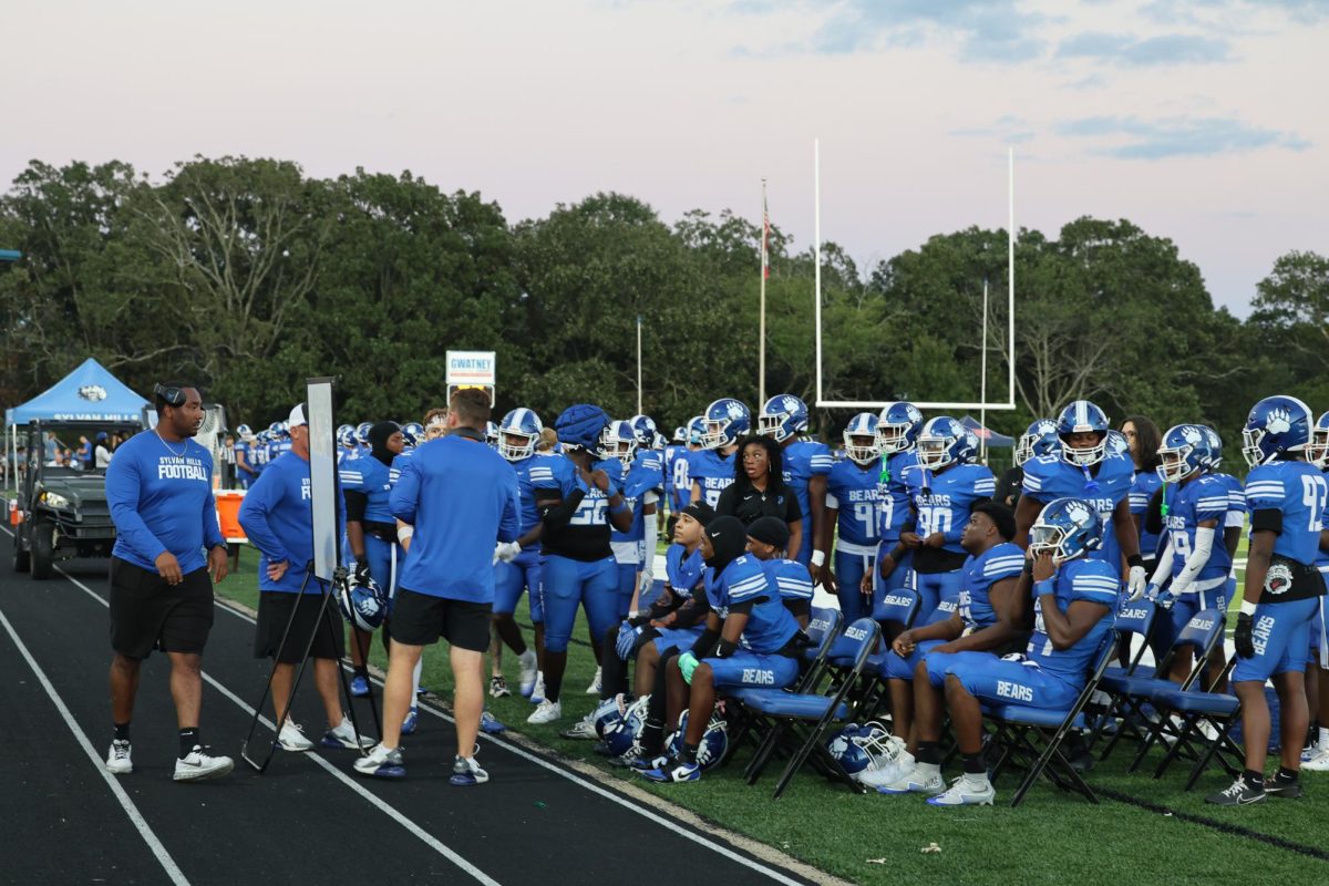 Coach Hood explains adjustments to the Bears defense. Sylvan Hills lost Sept. 26 to #4 Marion 46-43.