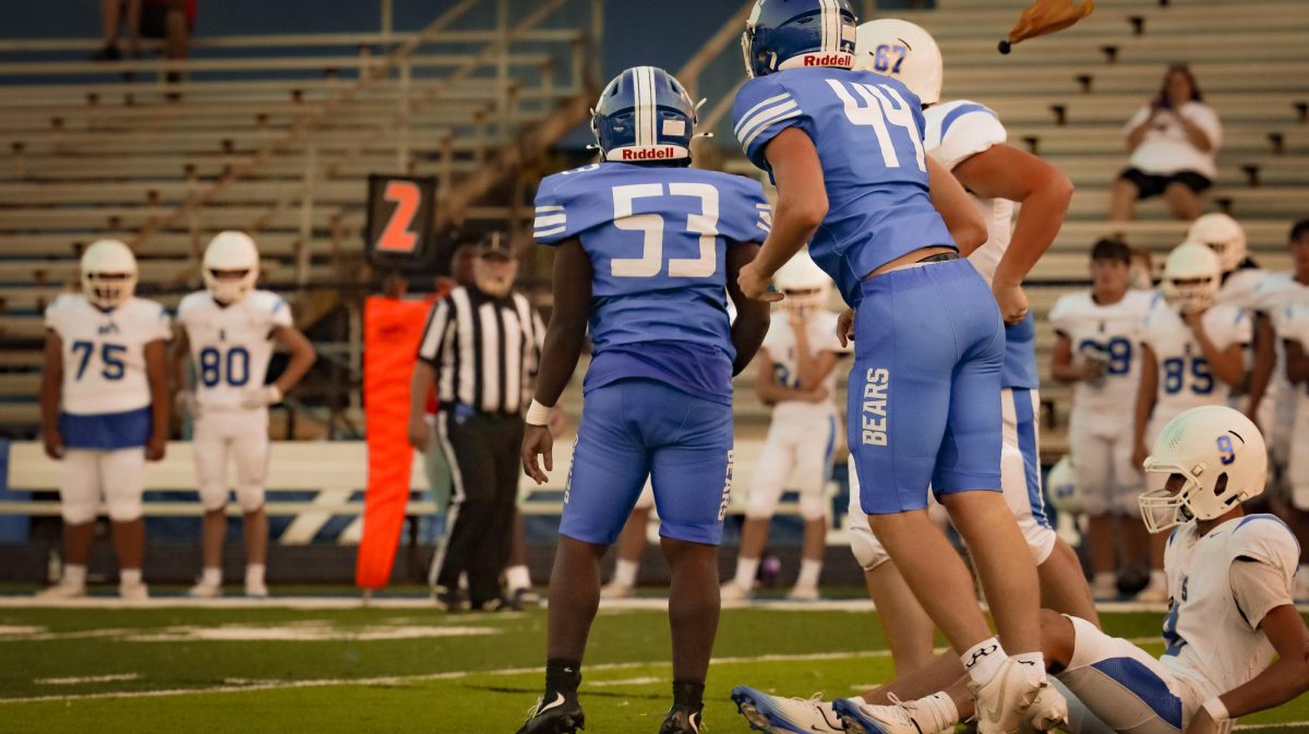 Charlie Meabon (11) stands up after a successful sack against Sheridan. Sylvan Hills JV won 48-27.